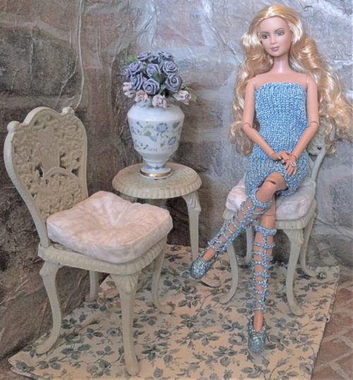 bistro set w/doll seated