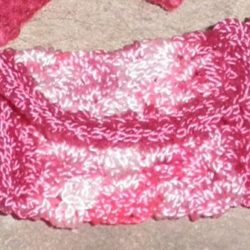 pink multi crochet clutch purse